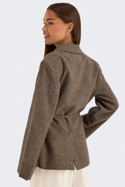 Only Nella Blazer Xadrez com Cinto Mulher Only Nella Blazer Xadrez com Cinto Mulher