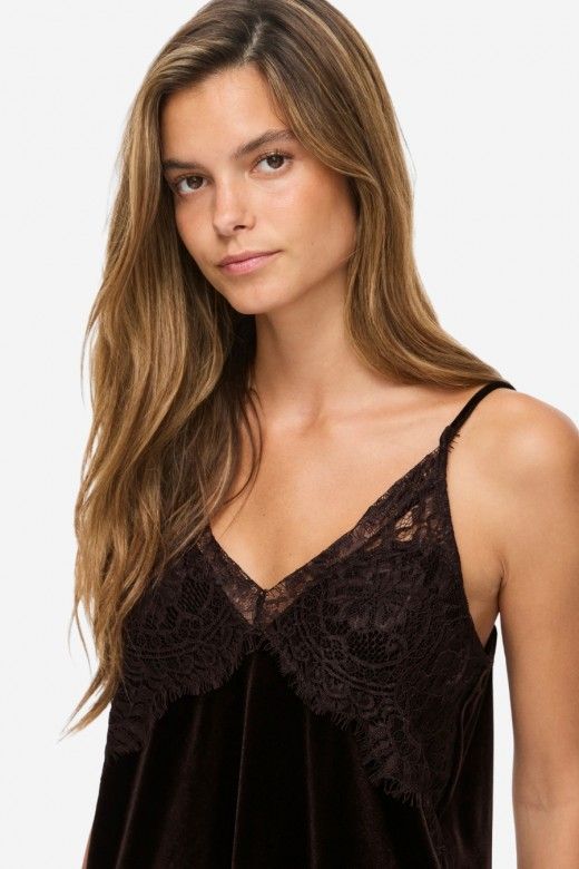 VILA Alindra Top Veludo Renda Mulher VILA Alindra Top Veludo Renda Mulher