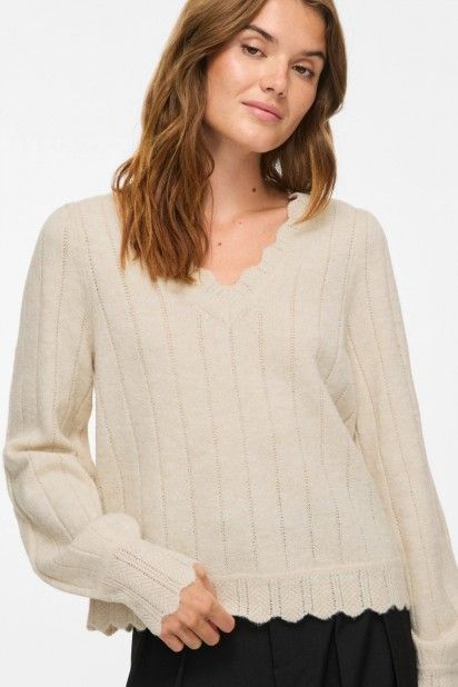 VILA Zira Camisola Malha Decote V Mulher