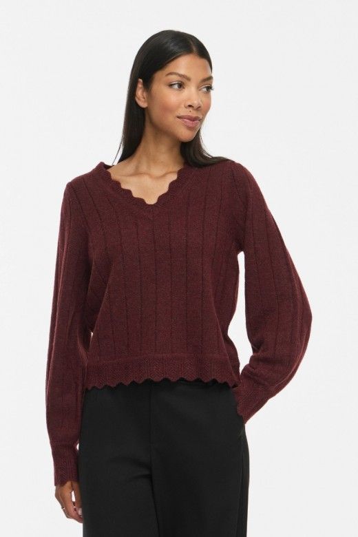 VILA Zira Camisola Malha Decote V Mulher VILA Zira Camisola Malha Decote V Mulher