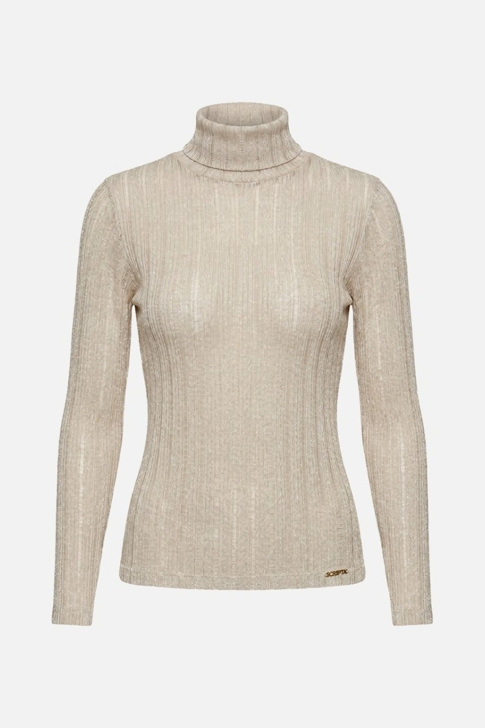 Scripta Camisola Canelada Semitransparente com Brilho Mulher