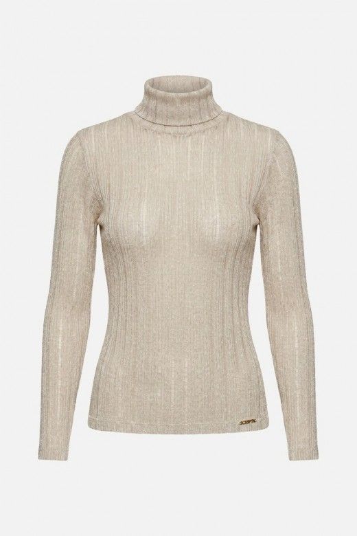 Scripta Camisola Canelada Semitransparente com Brilho Mulher Scripta Camisola Canelada Semitransparente com Brilho Mulher