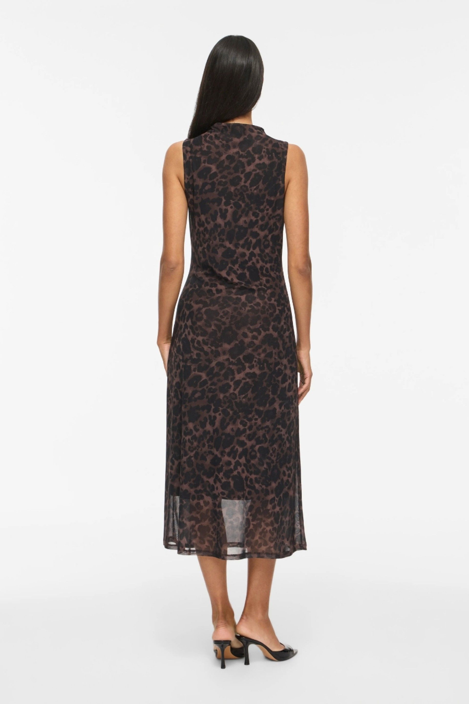 VILA Vestido Vifunda Midi Estampado Leopardo Mulher