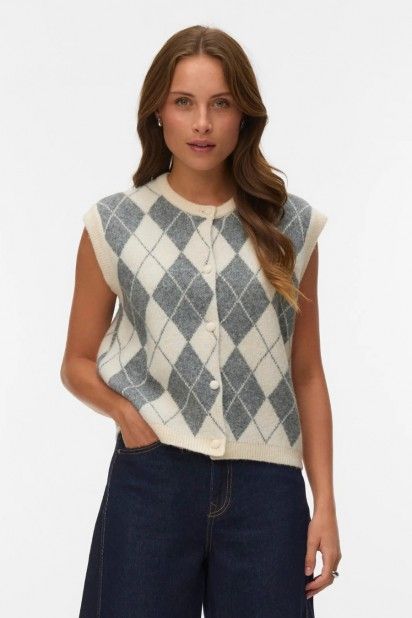 Vero Moda Colete VMHalo de Malha com Losangos Mulher Vero Moda Colete VMHalo de Malha com Losangos Mulher