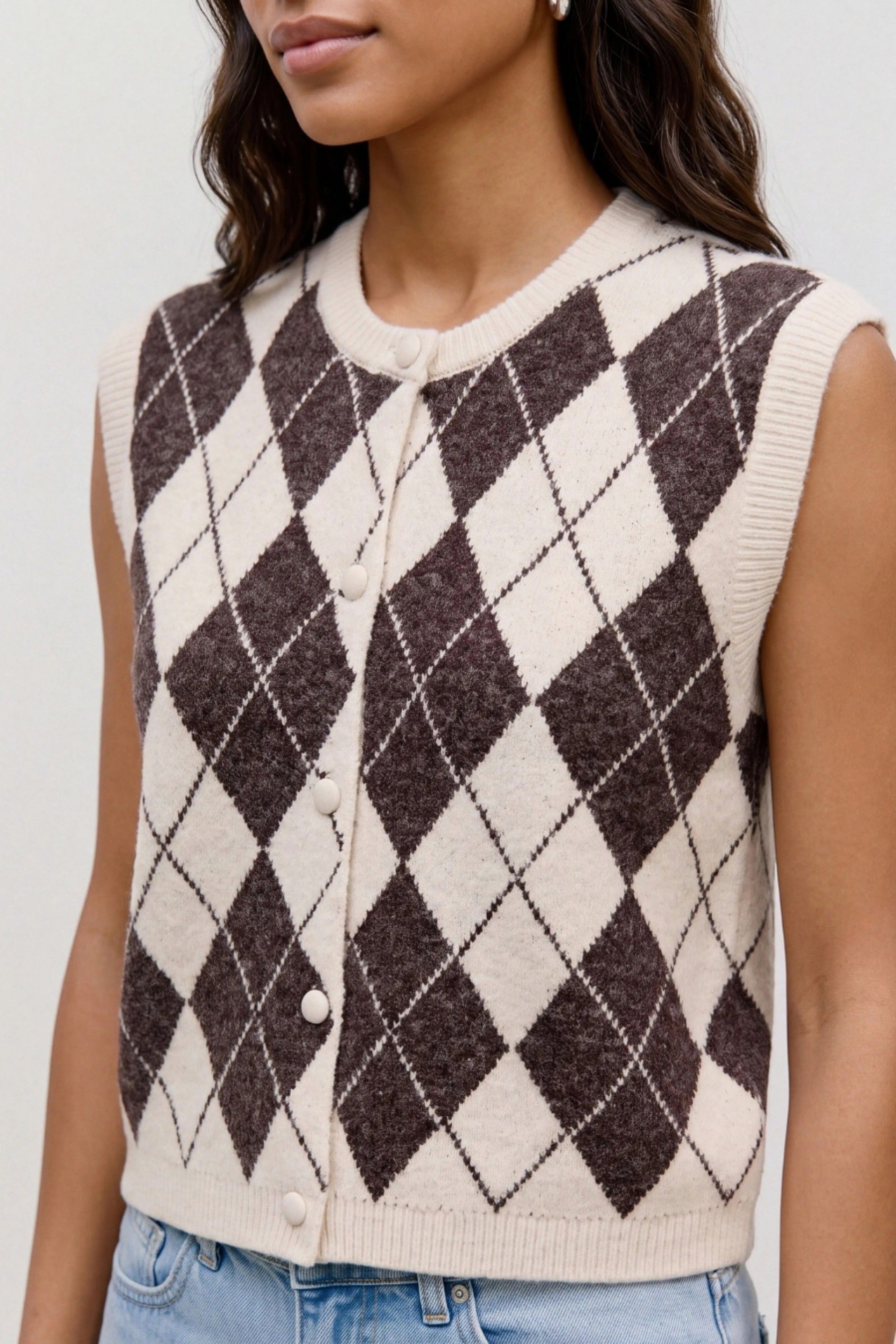 Vero Moda Colete VMHalo de Malha com Losangos Mulher