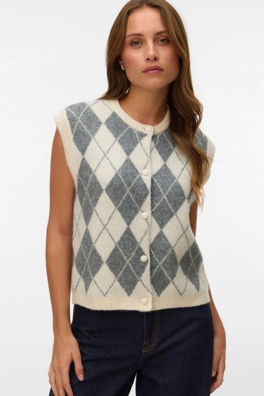 Vero Moda Colete VMHalo de Malha com Losangos Mulher Vero Moda Colete VMHalo de Malha com Losangos Mulher