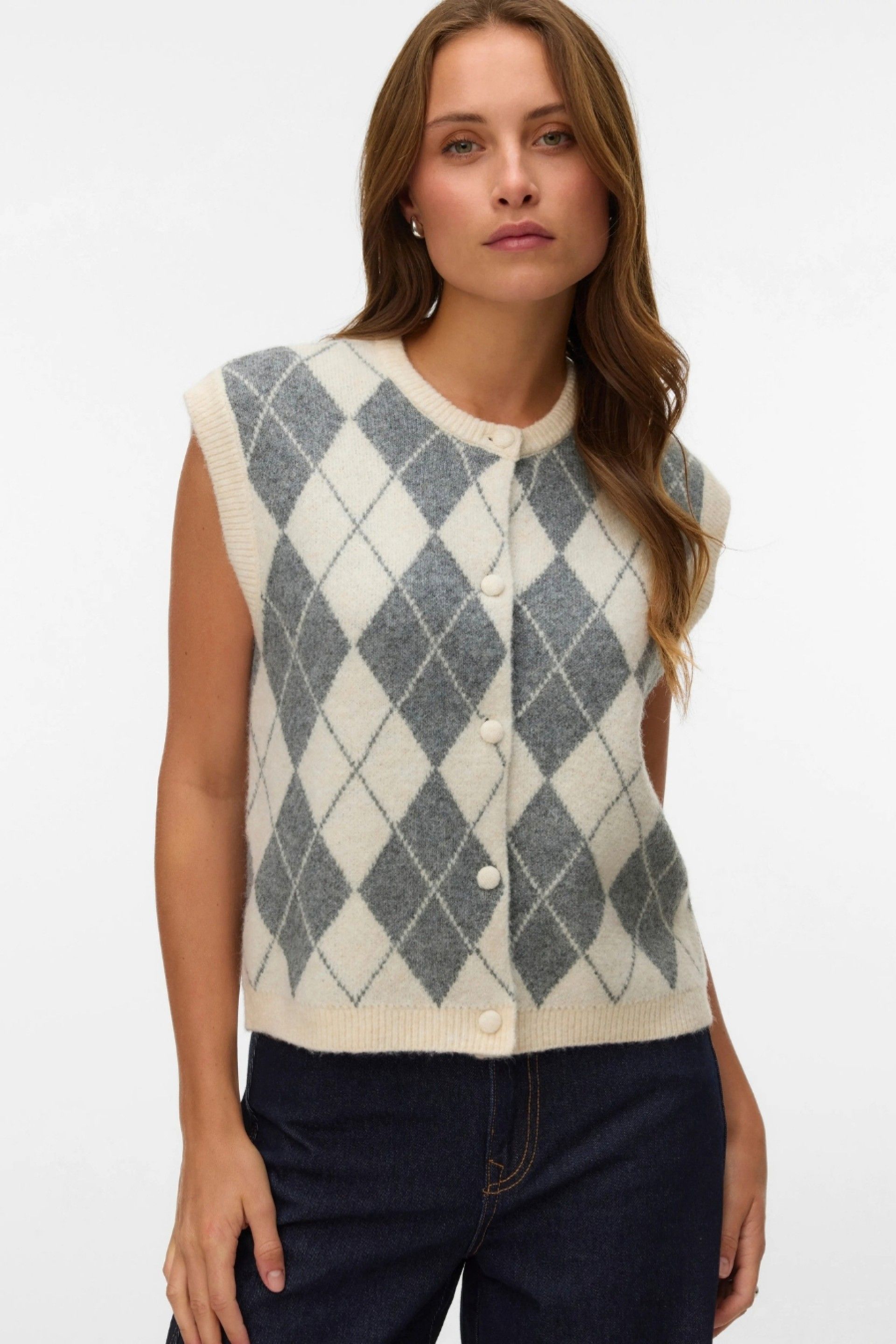 Vero Moda Colete VMHalo de Malha com Losangos Mulher