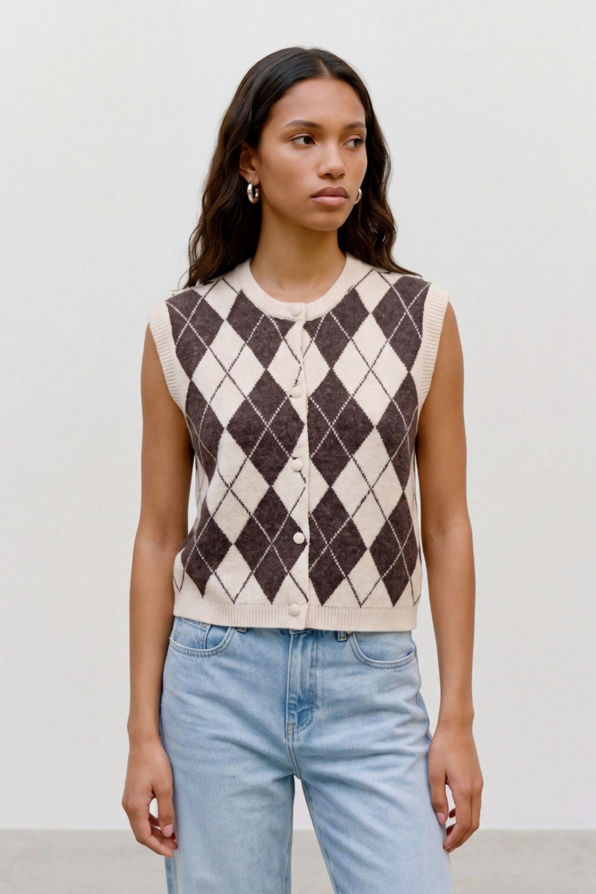 Vero Moda Colete VMHalo de Malha com Losangos Mulher