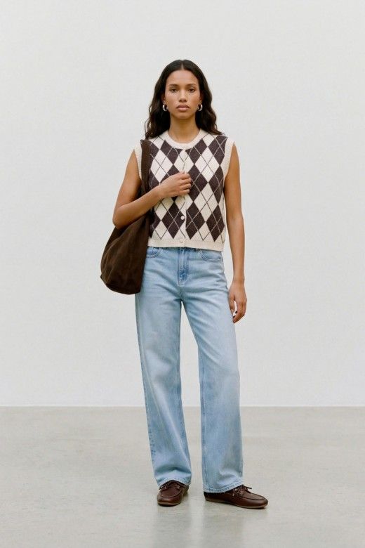 Vero Moda Colete VMHalo de Malha com Losangos Mulher