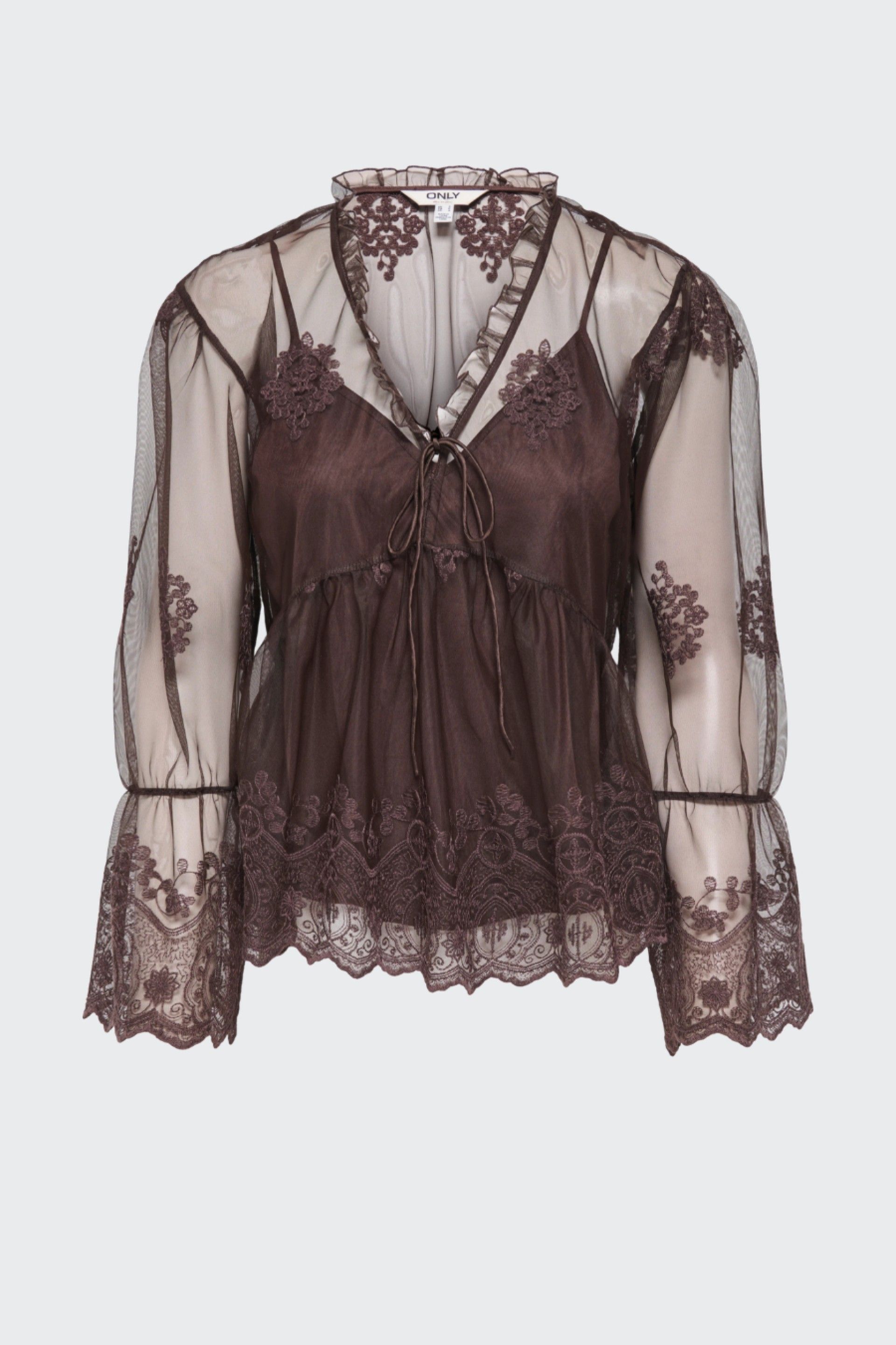 ONLY Blusa ONLCAMY em Tule Bordado de Mulher