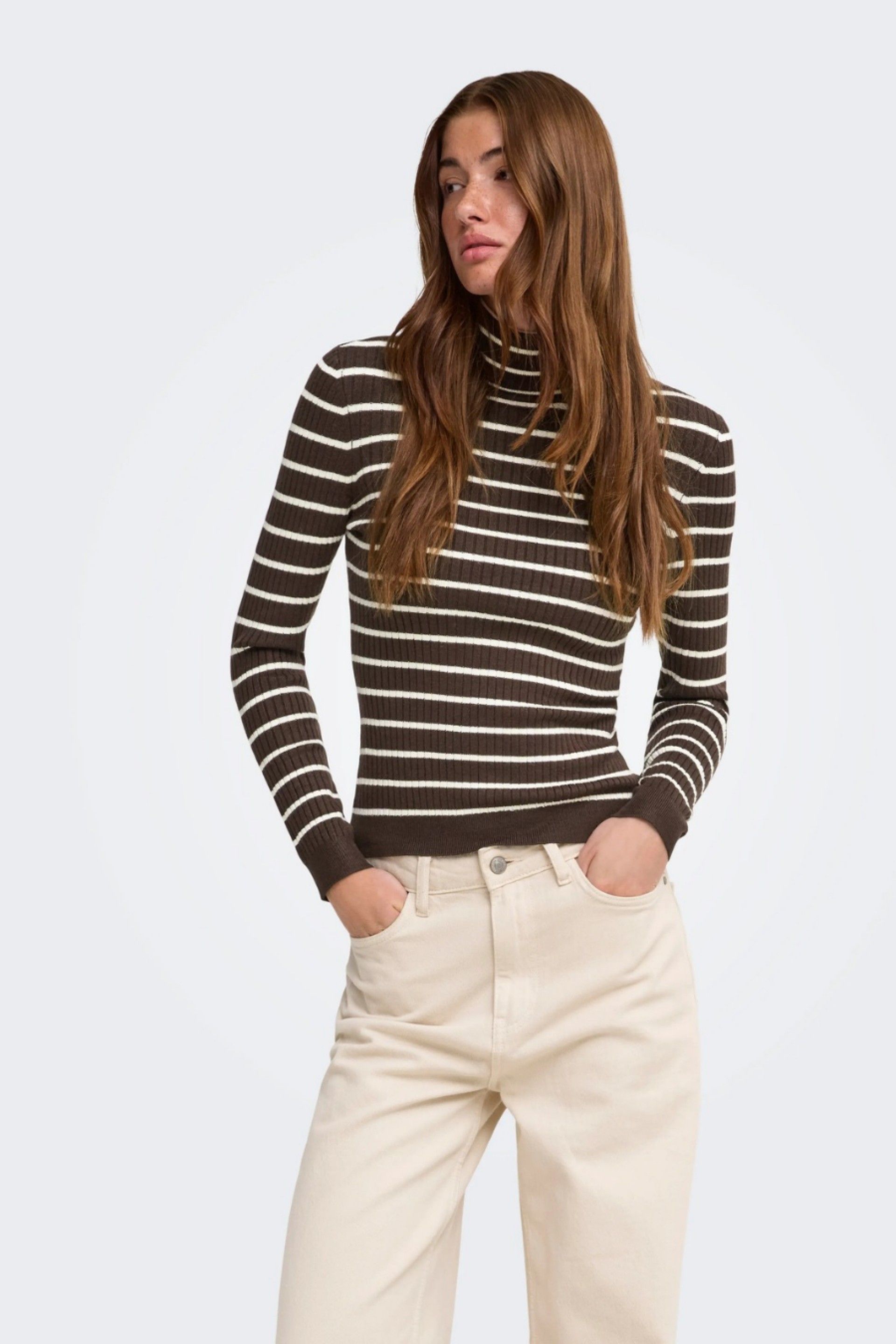 ONLY Camisola ONLKAROL às Riscas de Gola Alta de Mulher