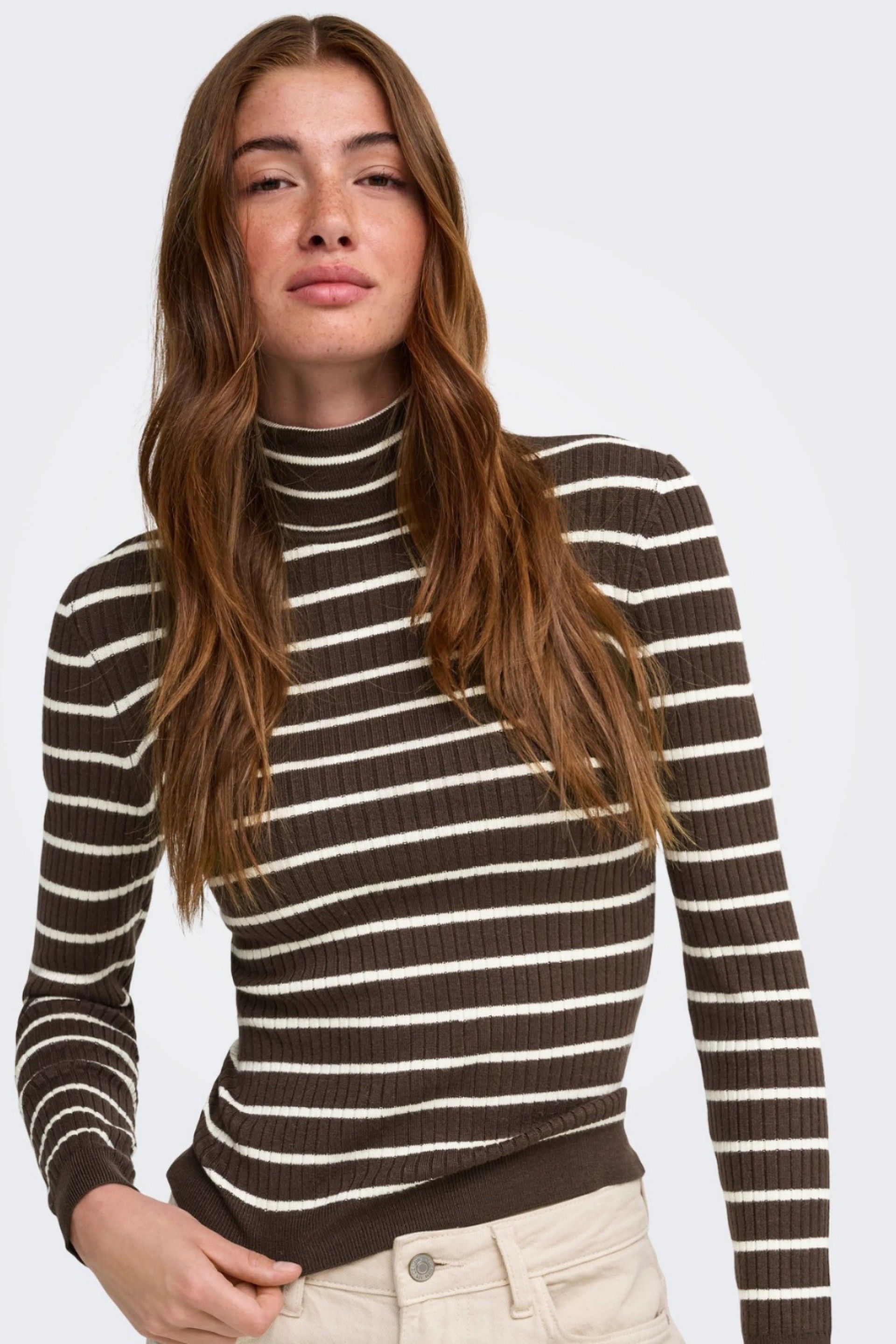 ONLY Camisola ONLKAROL às Riscas de Gola Alta de Mulher