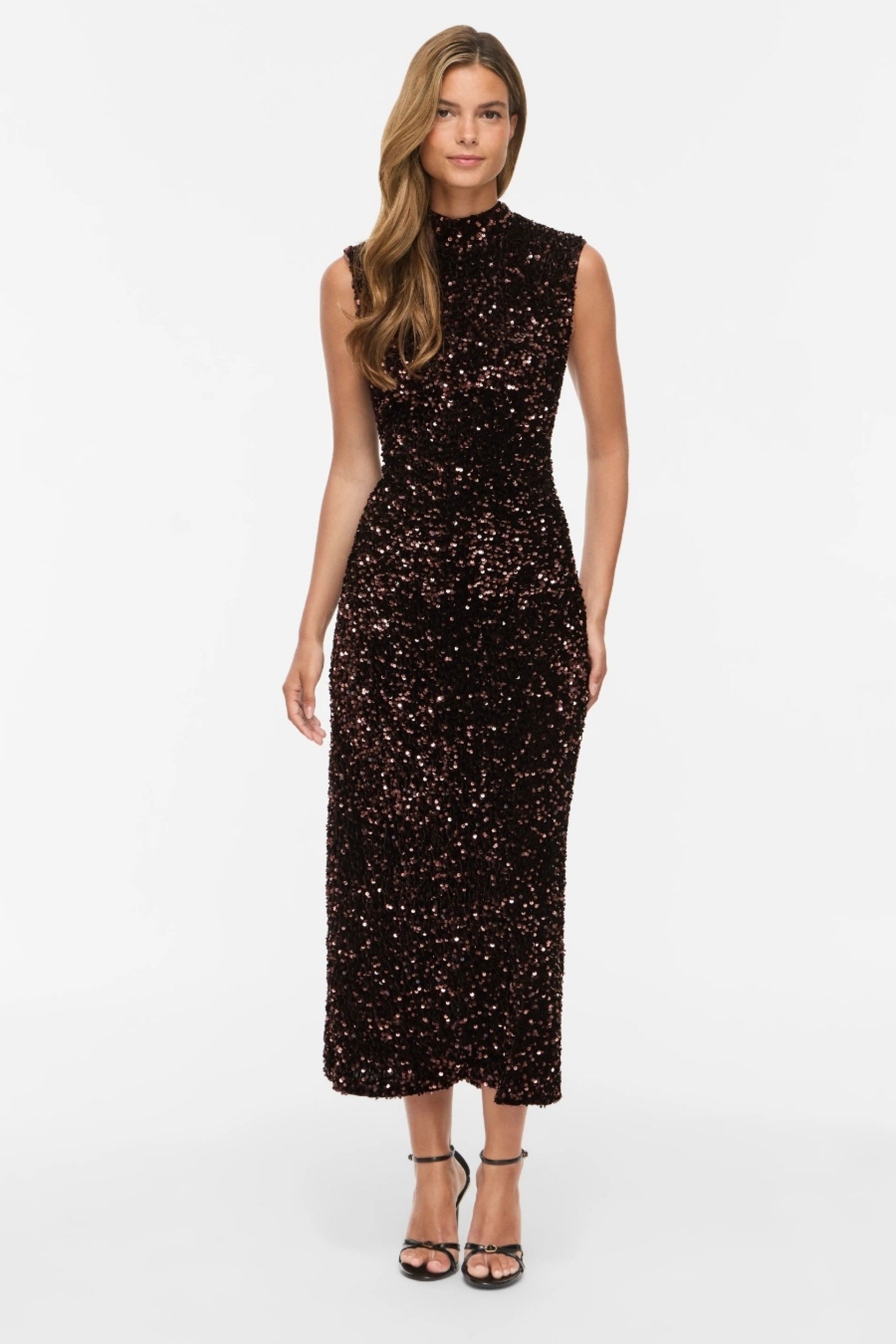 VILA Vestido VIFAITH Midi de Lantejoulas de Mulher