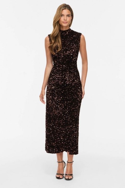 VILA Vestido VIFAITH Midi de Lantejoulas de Mulher VILA Vestido VIFAITH Midi de Lantejoulas de Mulher
