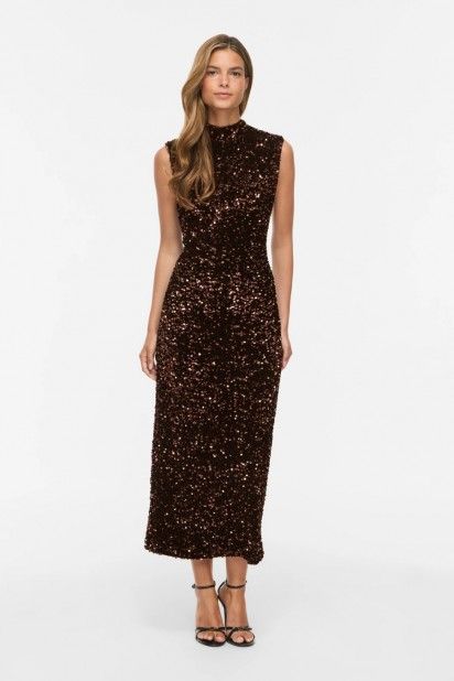 VILA Vestido VIFAITH Midi de Lantejoulas de Mulher VILA Vestido VIFAITH Midi de Lantejoulas de Mulher