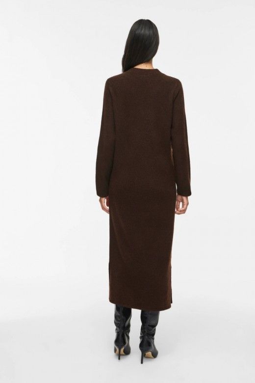 VILA Vestido Midi Liga de Malha com Decote em V de Mulher VILA Vestido Midi Liga de Malha com Decote em V de Mulher