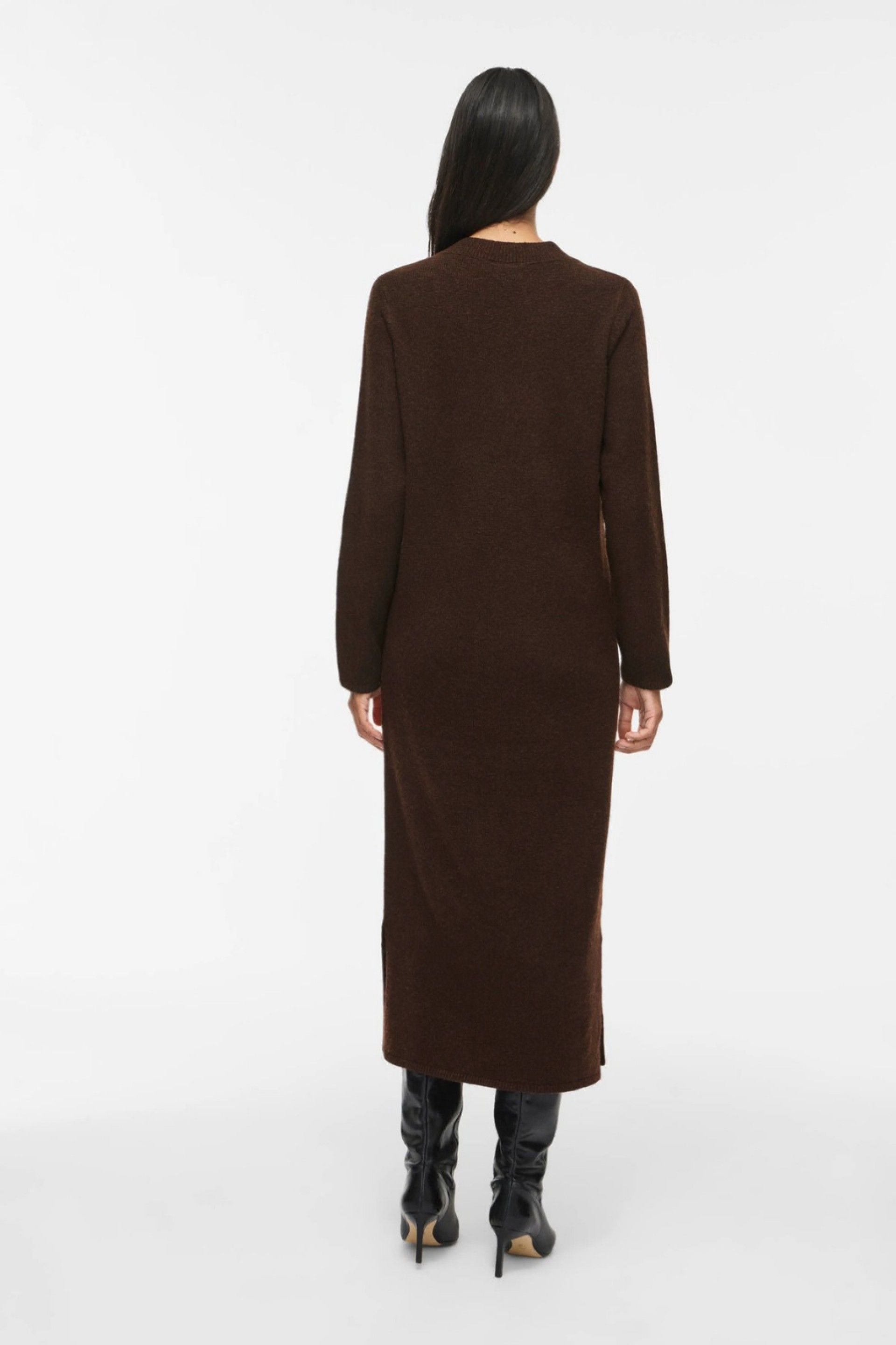 VILA Vestido Midi Liga de Malha com Decote em V de Mulher