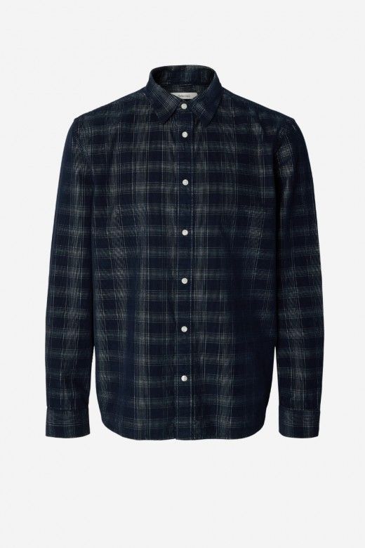 Selected Camisa Claus-Pau aos Quadrados em Bombazina de Homem