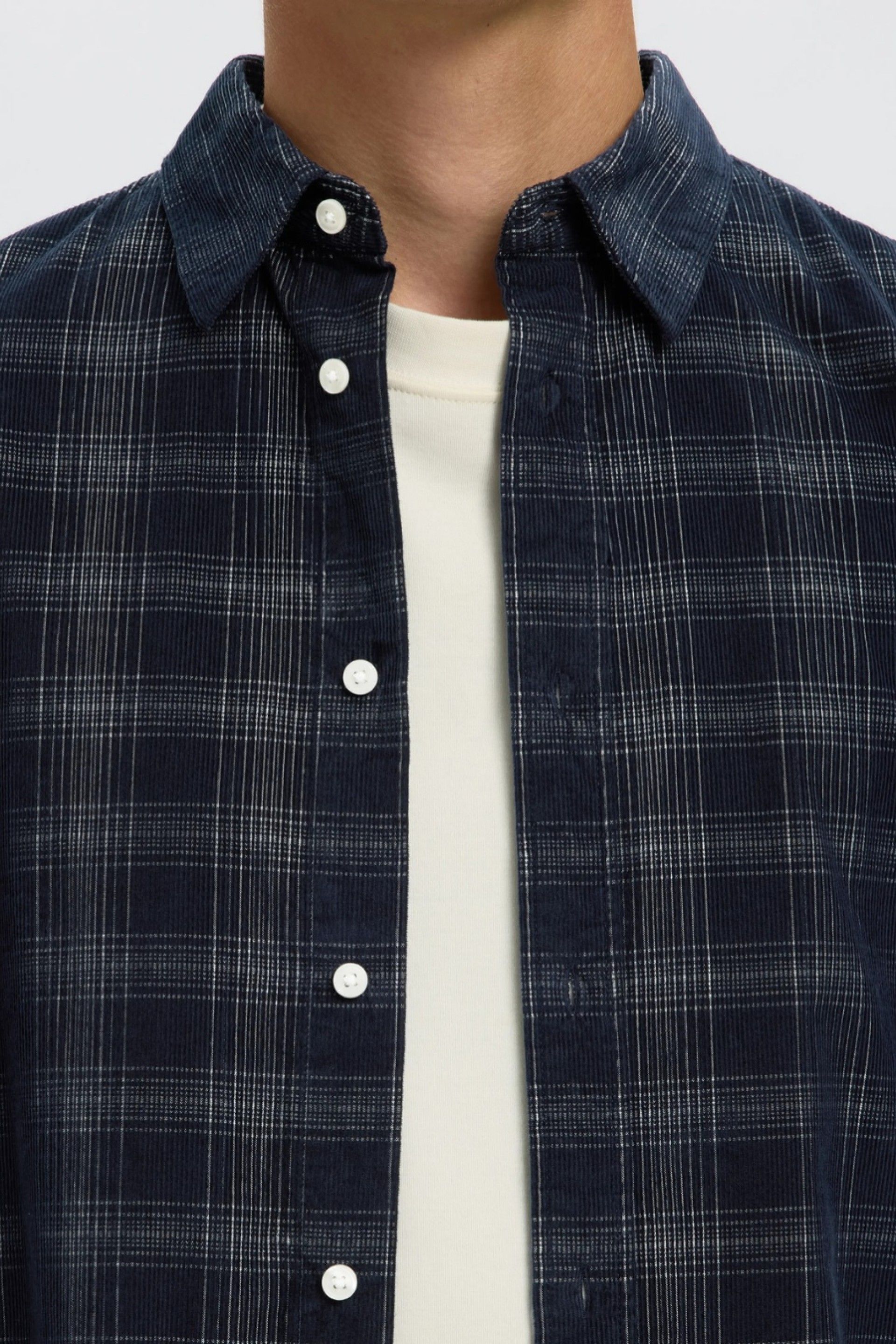 Selected Camisa Claus-Pau aos Quadrados em Bombazina de Homem