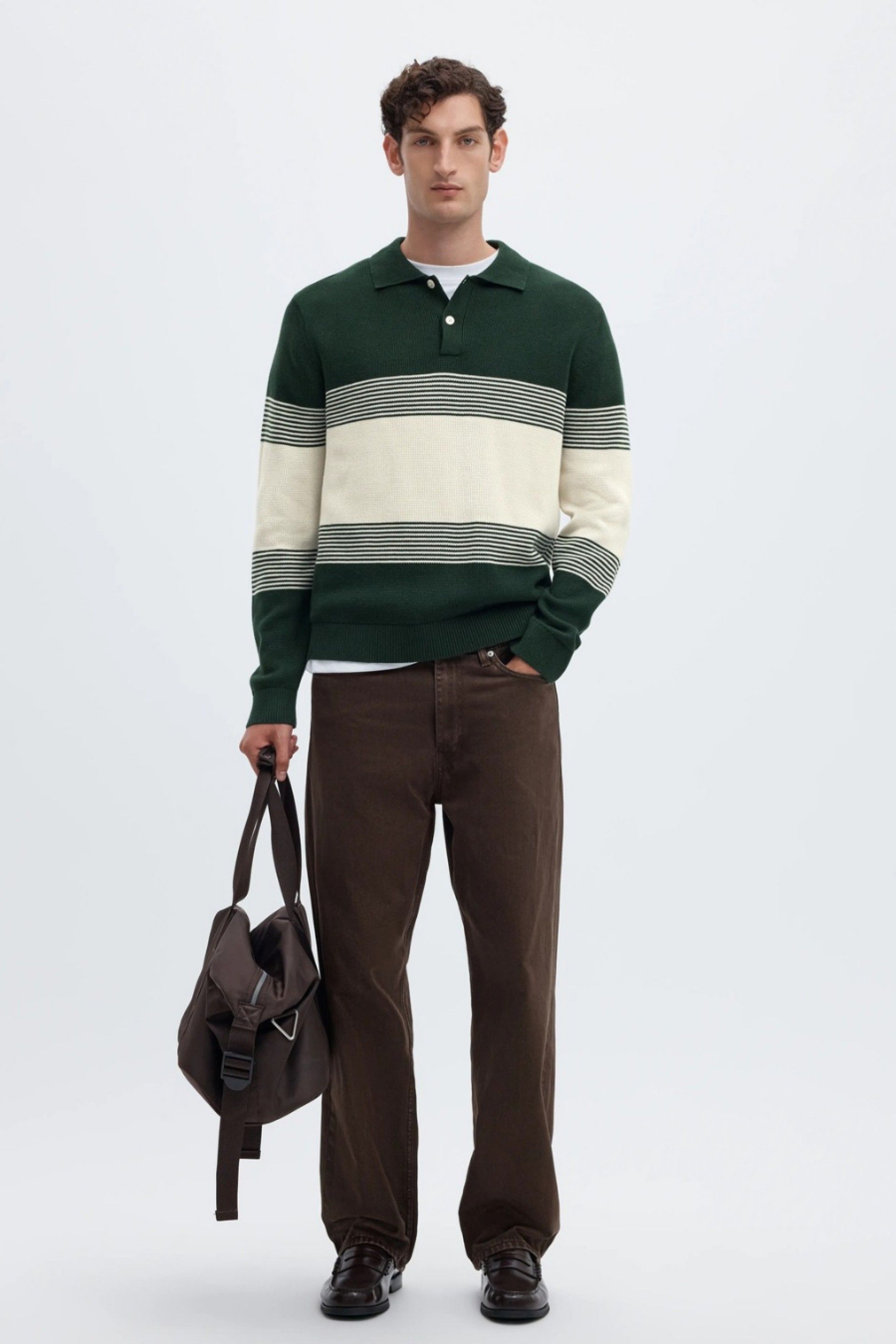 Selected Polo Dane de Malha às Riscas de Homem