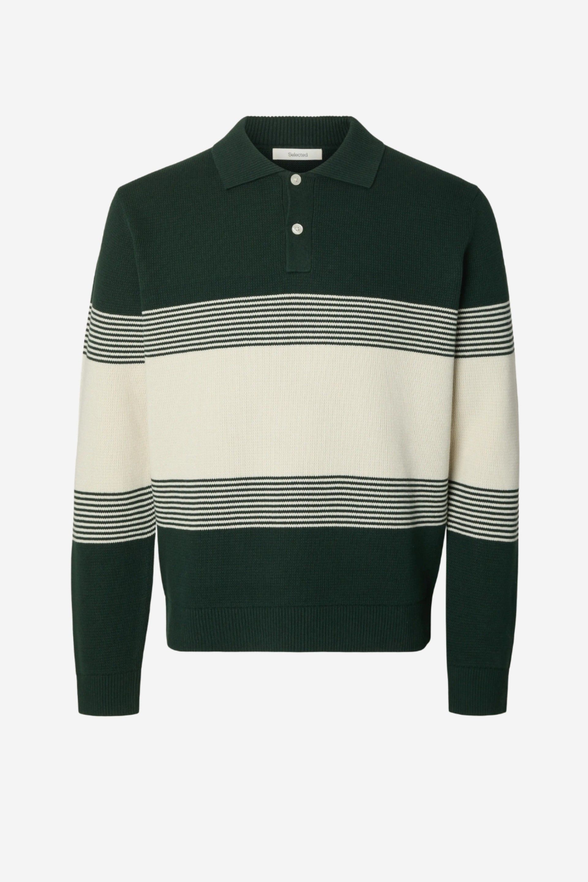 Selected Polo Dane de Malha às Riscas de Homem