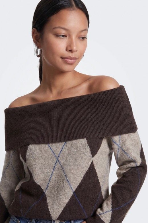 ONLY Camisola Alivia de Losangos e Ombros Descobertos de Mulher