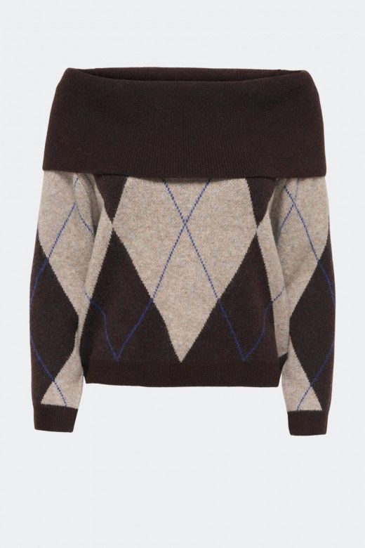 ONLY Camisola Alivia de Losangos e Ombros Descobertos de Mulher