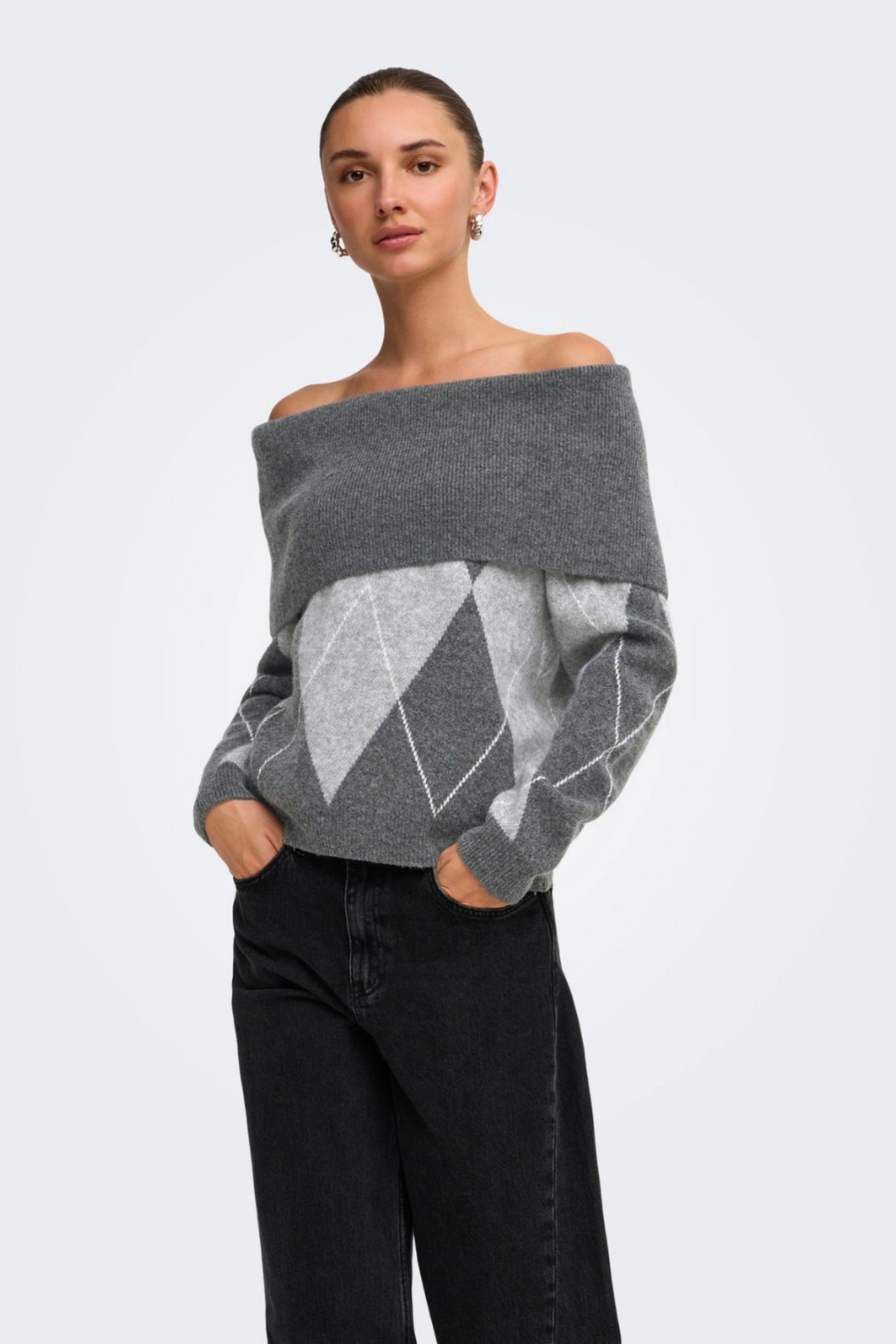 ONLY Camisola Alivia de Losangos e Ombros Descobertos de Mulher