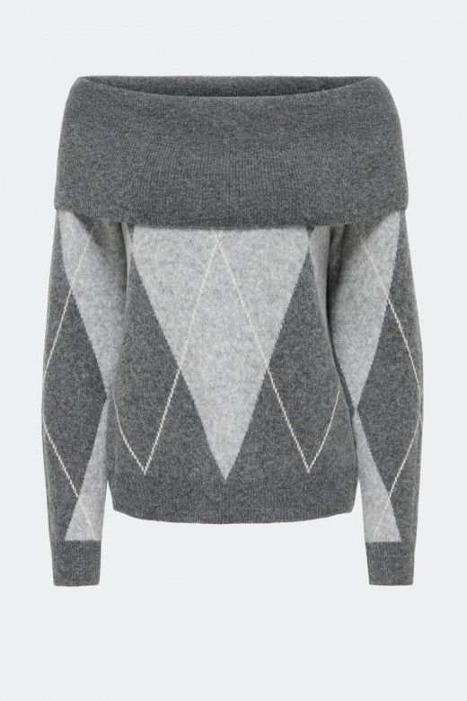 ONLY Camisola Alivia de Losangos e Ombros Descobertos de Mulher ONLY Camisola Alivia de Losangos e Ombros Descobertos de Mulher