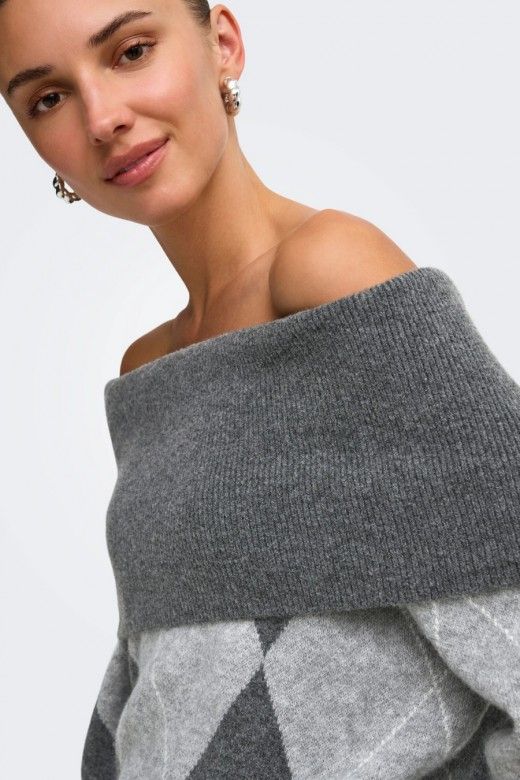 ONLY Camisola Alivia de Losangos e Ombros Descobertos de Mulher ONLY Camisola Alivia de Losangos e Ombros Descobertos de Mulher
