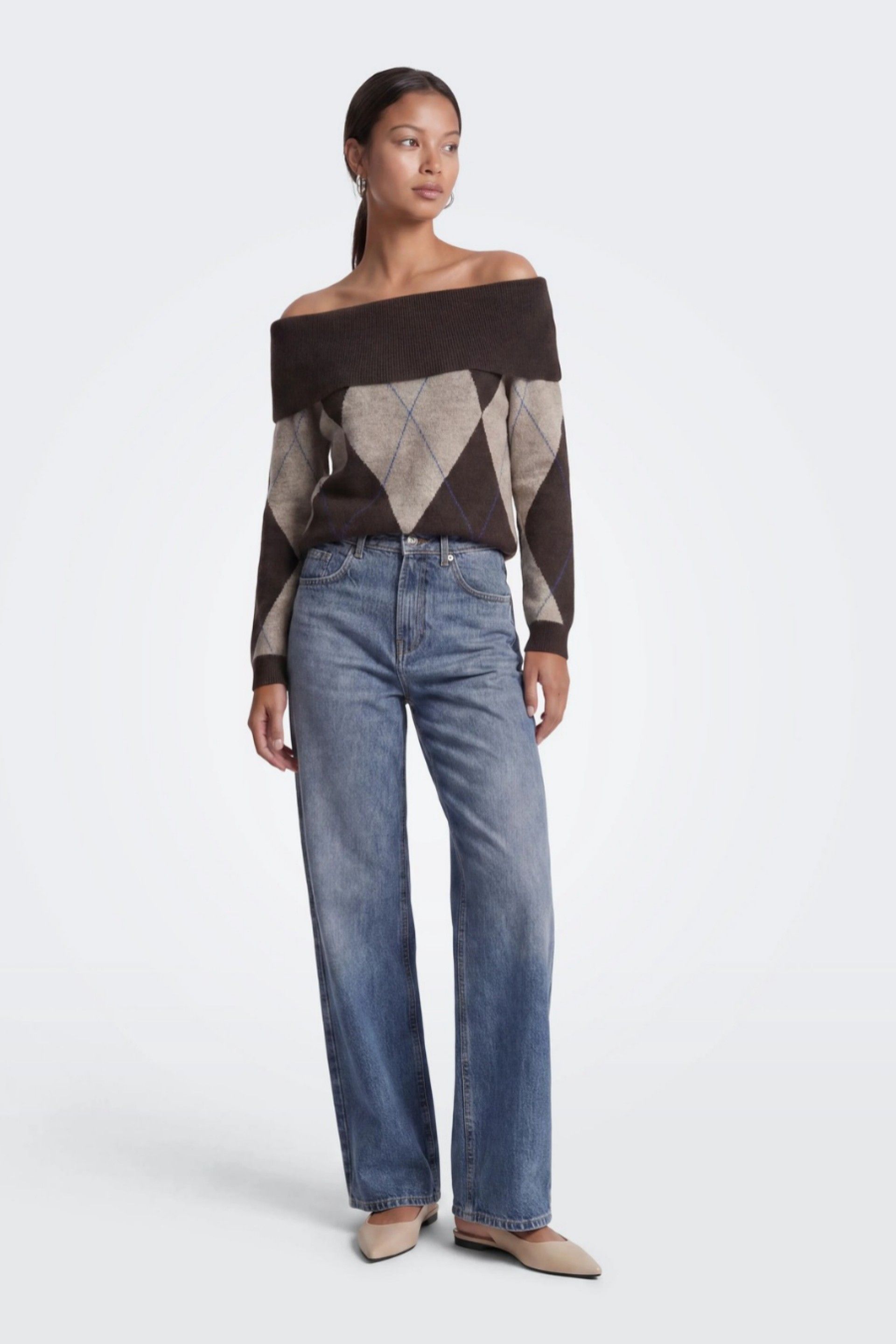 ONLY Camisola Alivia de Losangos e Ombros Descobertos de Mulher