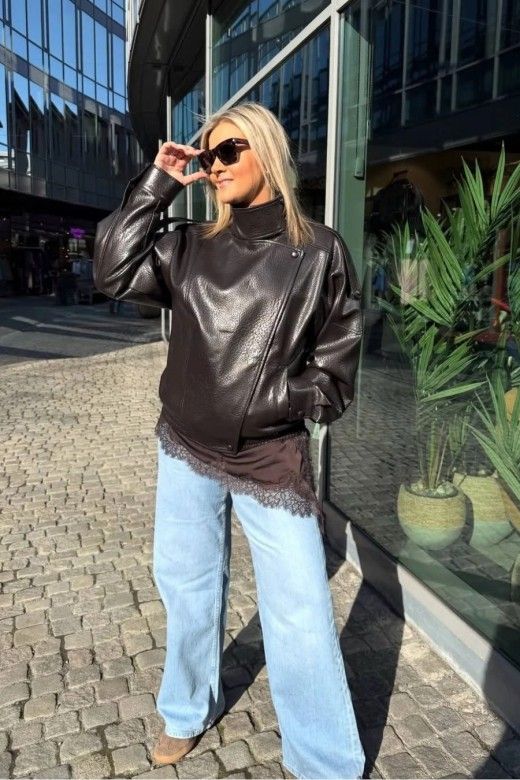 JDY Casaco Raye em Pele Sintética de Corte Amplo de Mulher JDY Casaco Raye em Pele Sintética de Corte Amplo de Mulher