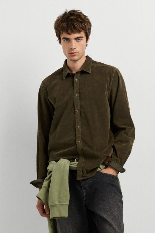 Pepe Jeans Camisa de Bombazina de Corte Regular de Homem Pepe Jeans Camisa de Bombazina de Corte Regular de Homem