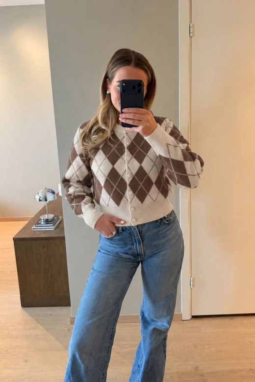 Vero Moda Casaco de Malha Halo com Losangos de Mulher Vero Moda Casaco de Malha Halo com Losangos de Mulher
