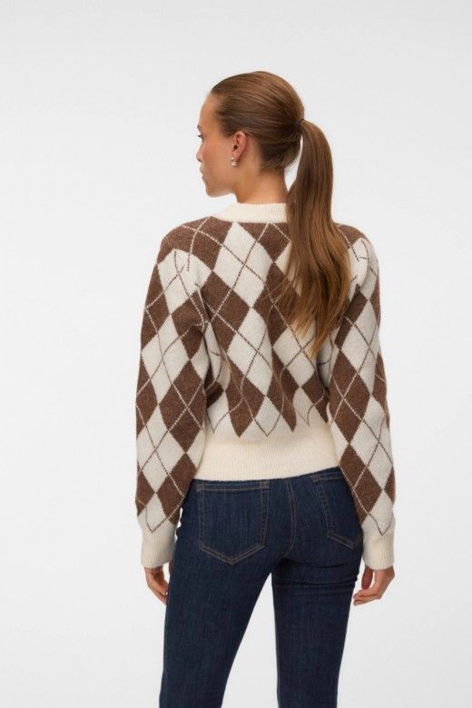 Vero Moda Casaco de Malha Halo com Losangos de Mulher Vero Moda Casaco de Malha Halo com Losangos de Mulher