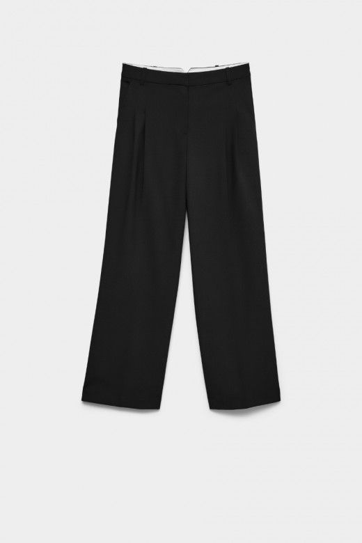 Vero Moda Calças Demia de Perna Larga com Pregas de Mulher Vero Moda Calças Demia de Perna Larga com Pregas de Mulher