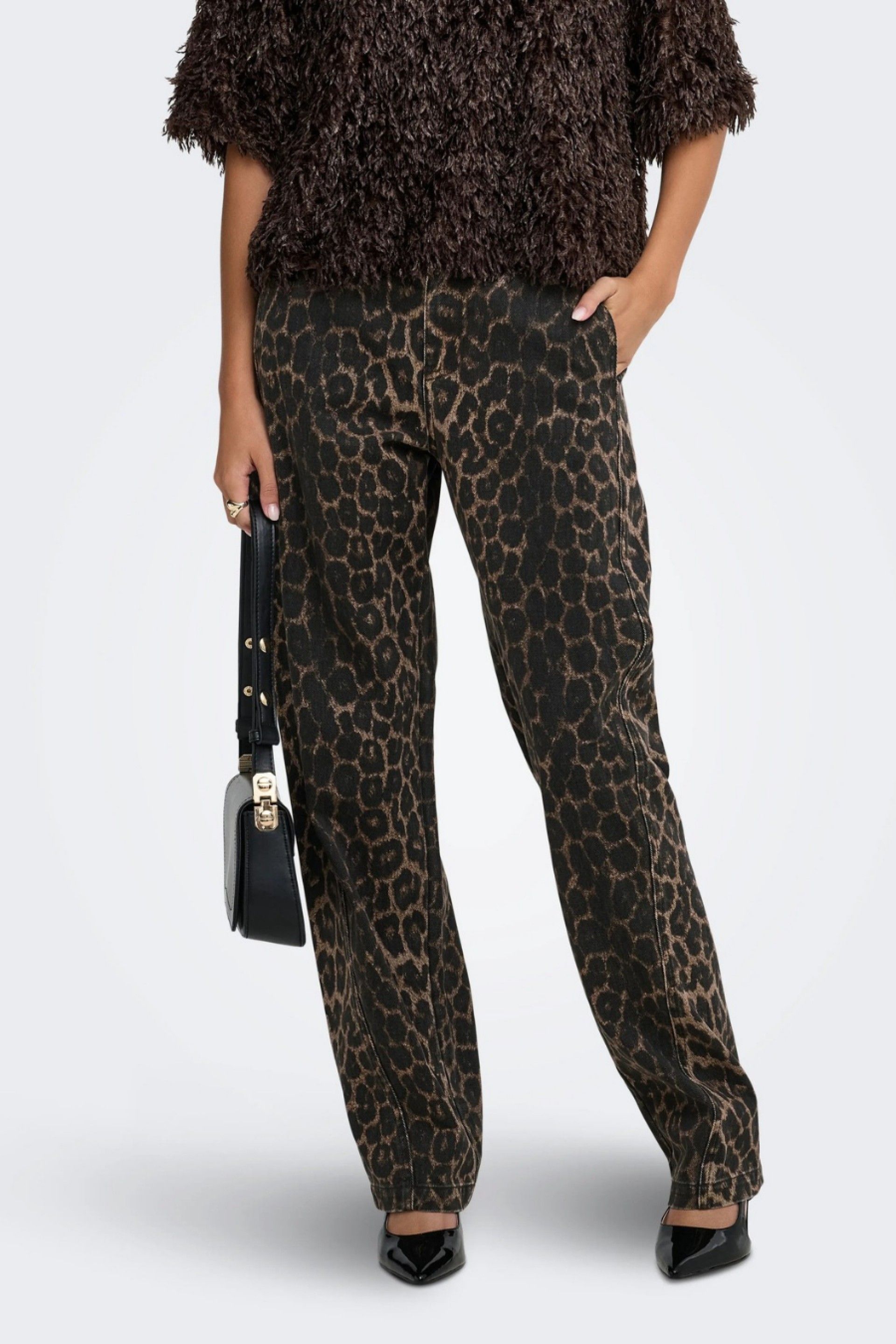 JDY Calças Bay com Padrão Leopardo de Mulher