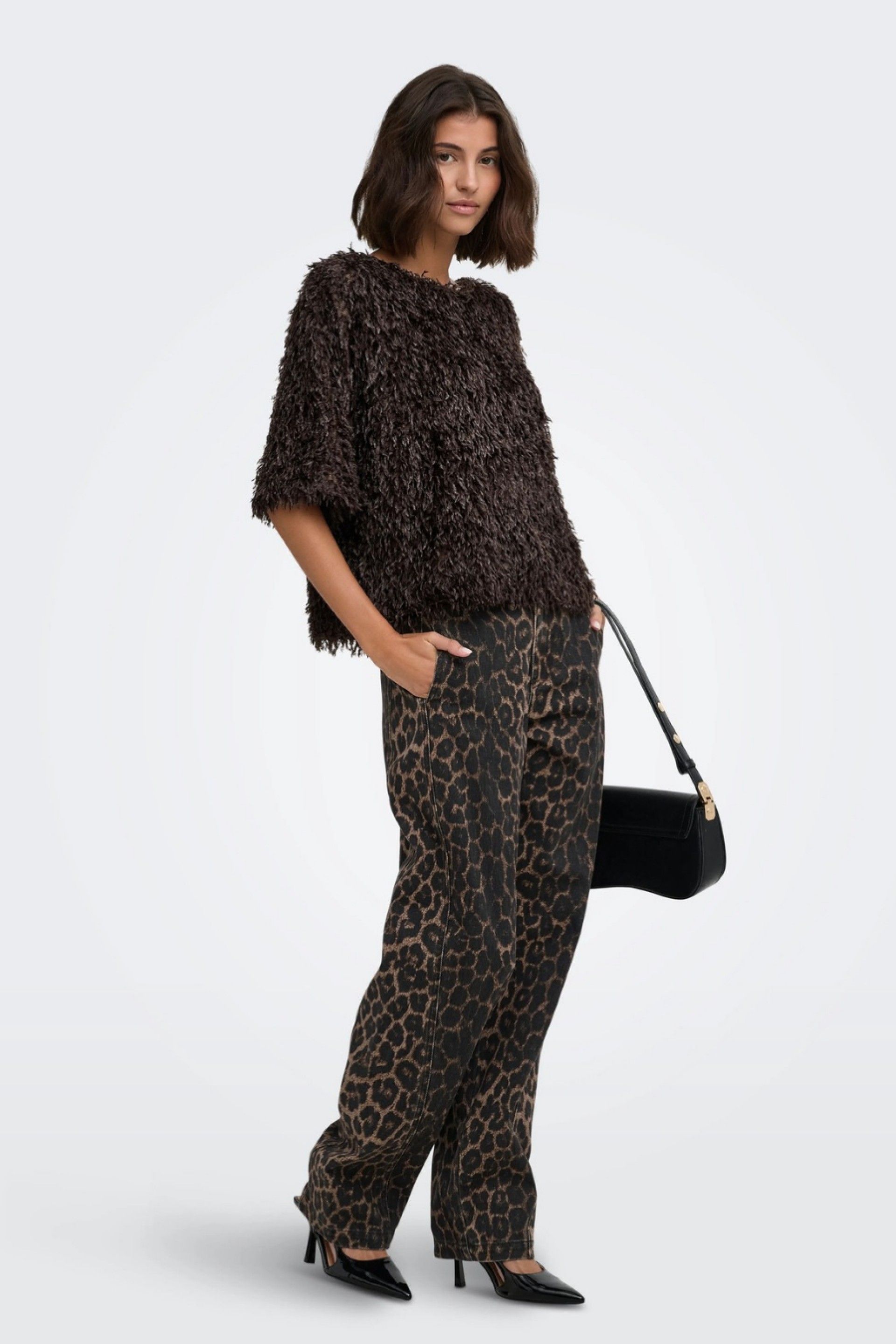 JDY Calças Bay com Padrão Leopardo de Mulher