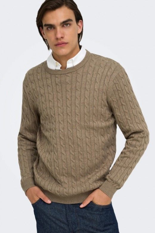 ONLY & SONS Camisola Loui de Malha com Tran�as de Homem