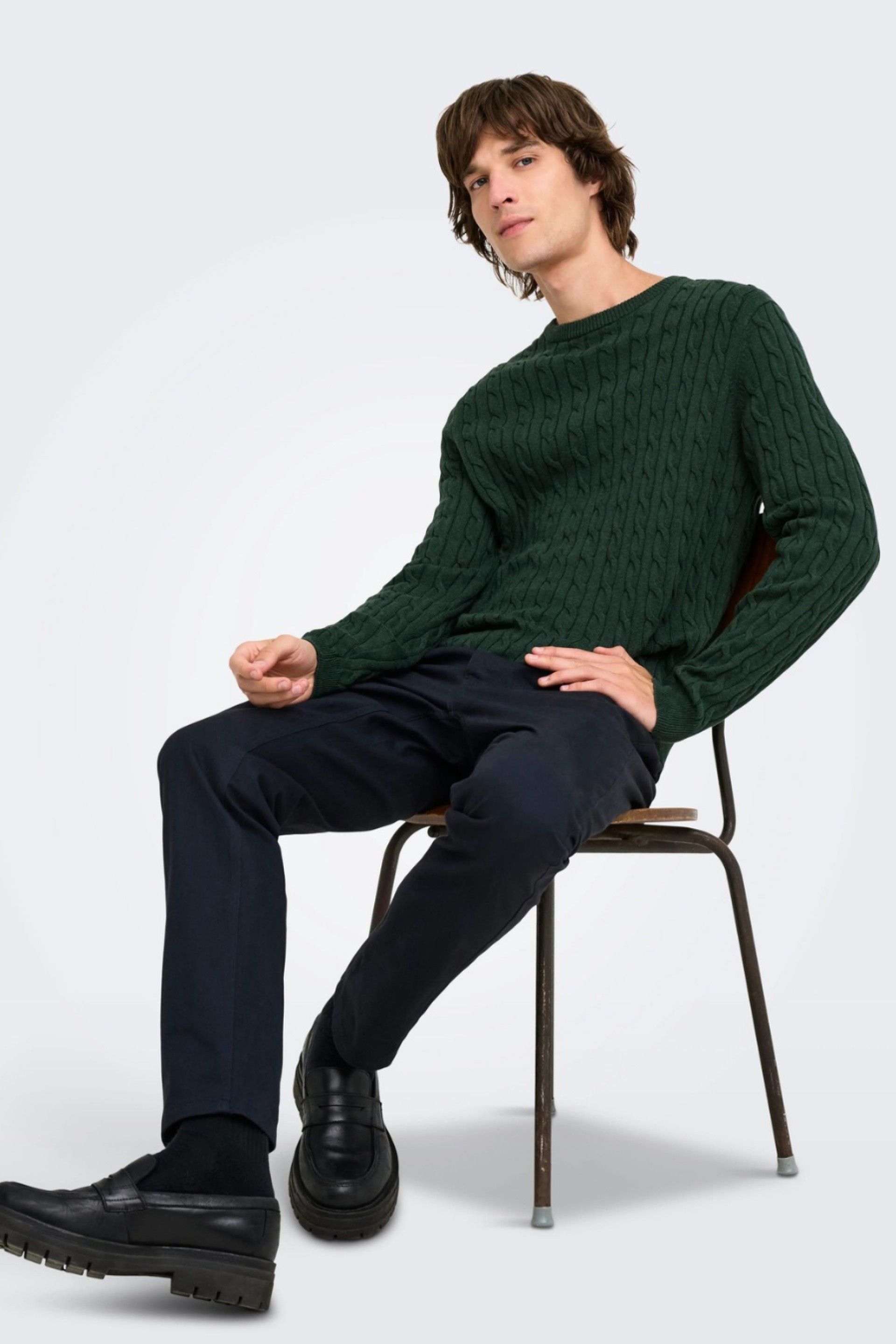 ONLY & SONS Camisola Loui de Malha com Tranças de Homem