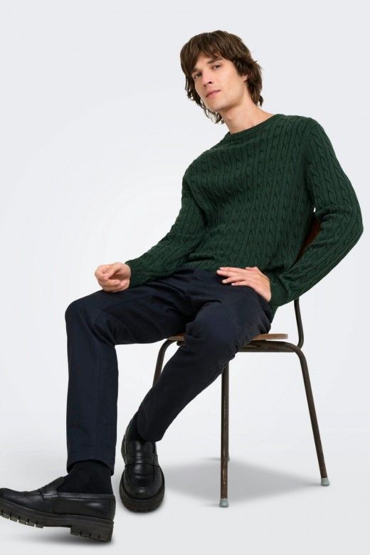 ONLY & SONS Camisola Loui de Malha com Tranças de Homem ONLY & SONS Camisola Loui de Malha com Tranças de Homem