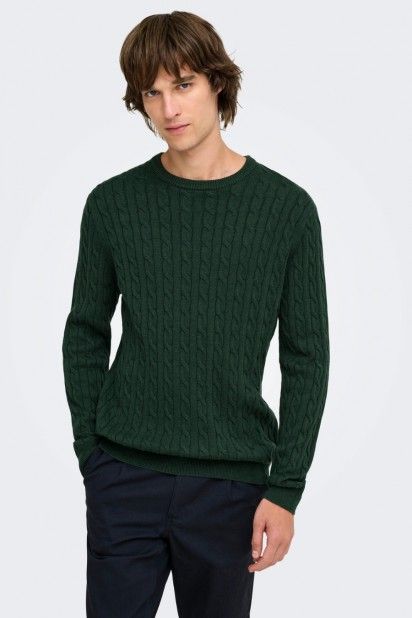 ONLY & SONS Camisola Loui de Malha com Tranças de Homem ONLY & SONS Camisola Loui de Malha com Tranças de Homem