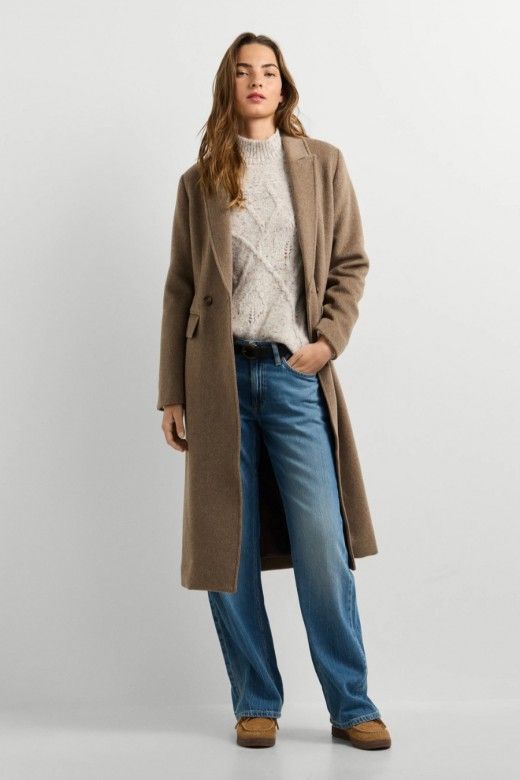 Pepe Jeans Casaco Lisa Comprido Cruzado de Mulher