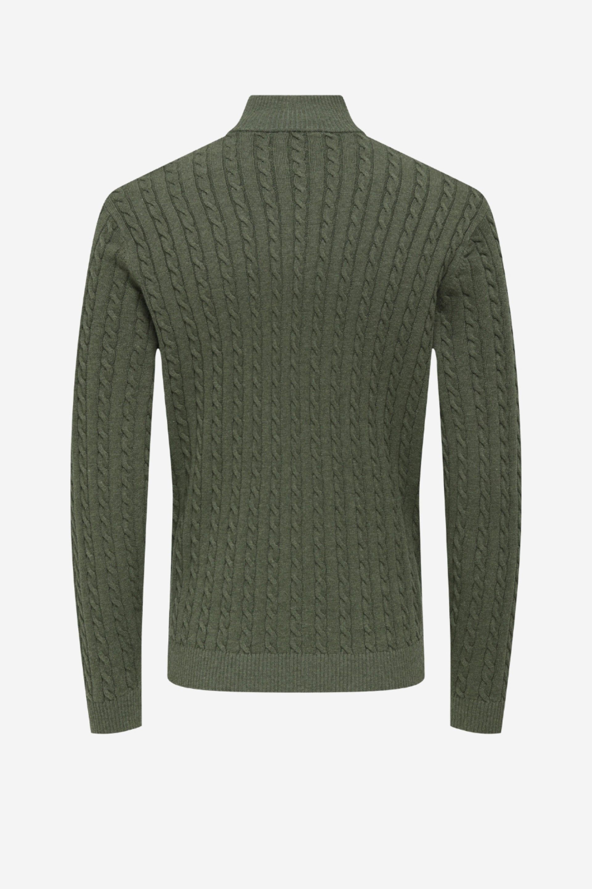 ONLY & SONS Camisola Loui Entrançada com Meio Fecho de Correr de Homem
