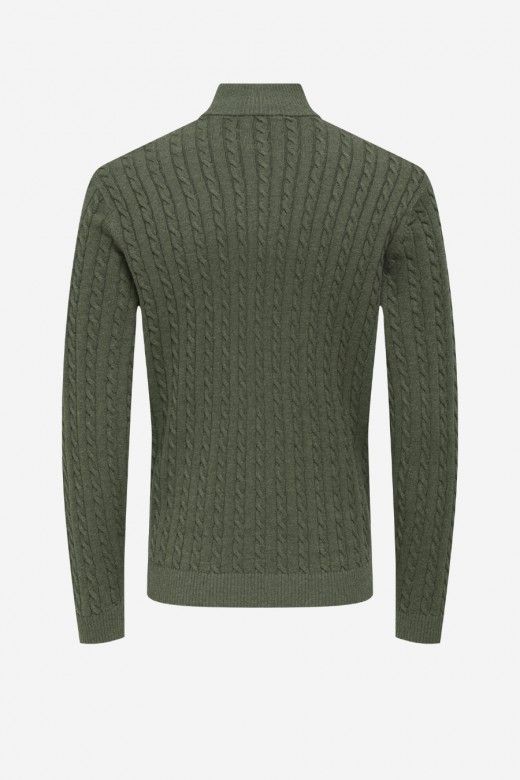 ONLY & SONS Camisola Loui Entrançada com Meio Fecho de Correr de Homem ONLY & SONS Camisola Loui Entrançada com Meio Fecho de Correr de Homem
