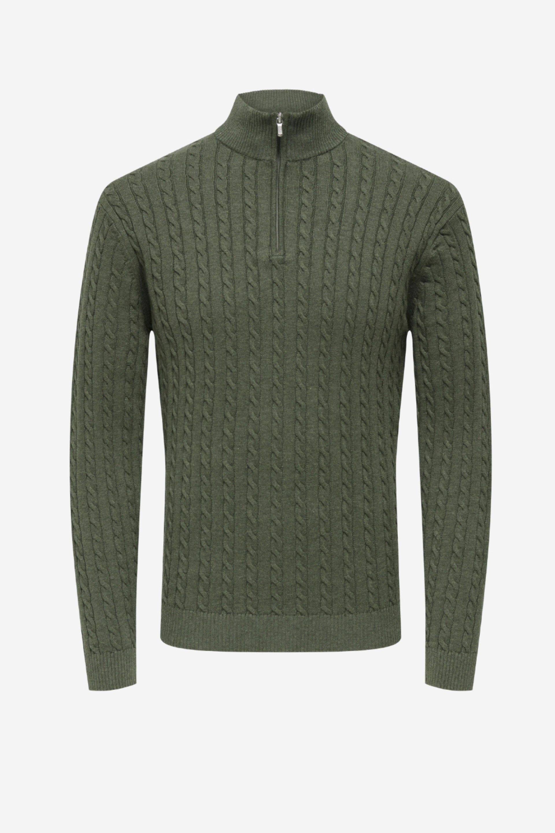 ONLY & SONS Camisola Loui Entrançada com Meio Fecho de Correr de Homem