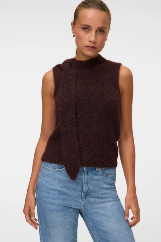 Vero Moda Camisola Venezia sem Mangas com Gola de La�o de Mulher