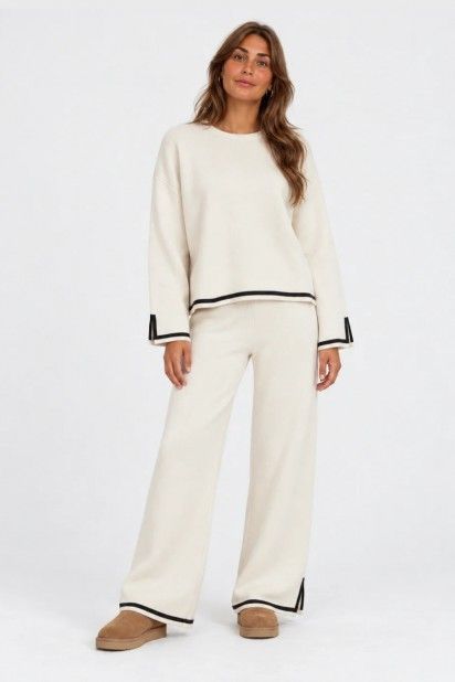 VILA Cal�as de Malha Sway com Contrastes de Mulher