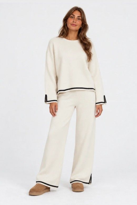 VILA Cal�as de Malha Sway com Contrastes de Mulher