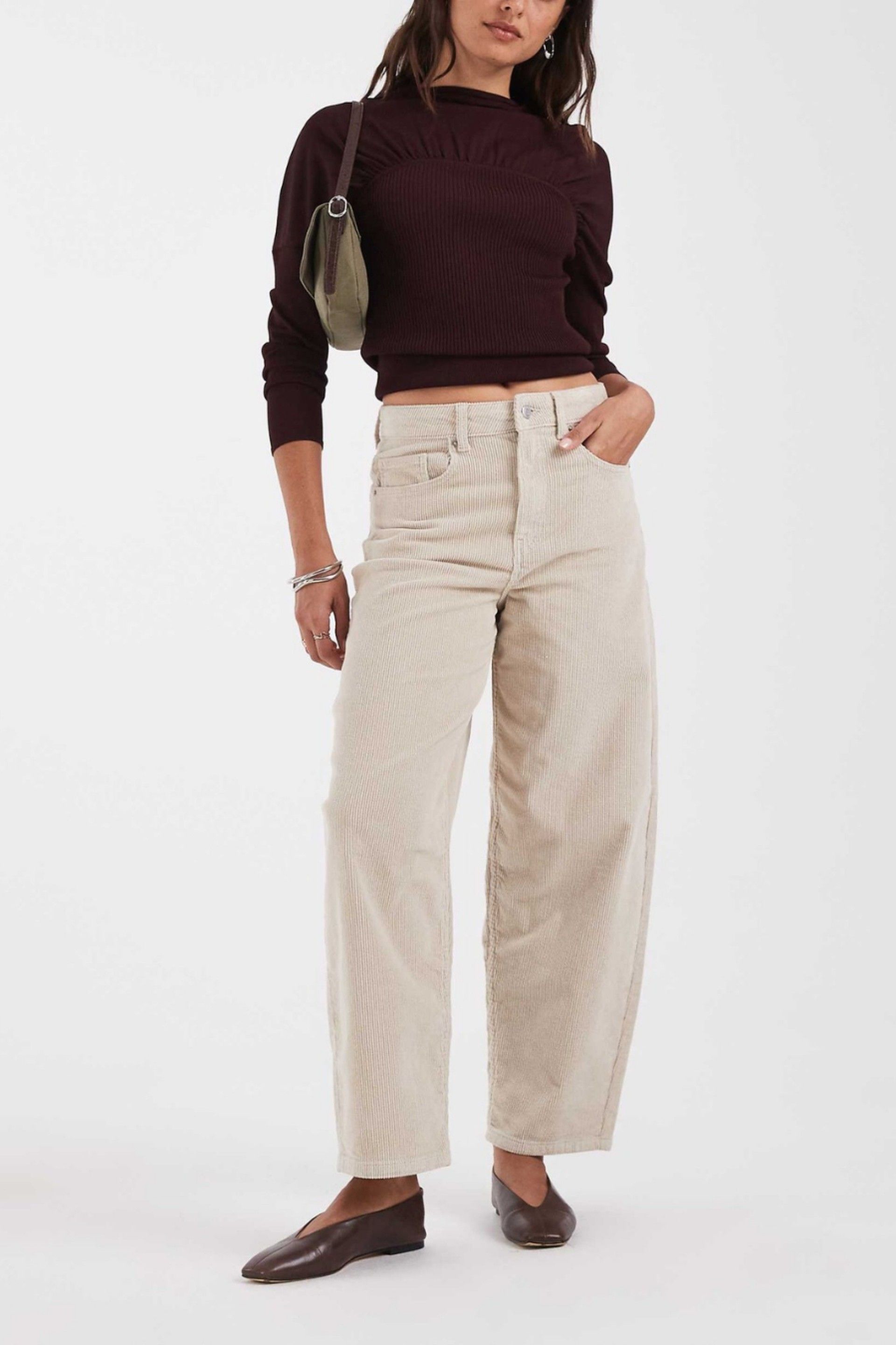 Vero Moda Calças Billie Barrel em Bombazina de Mulher